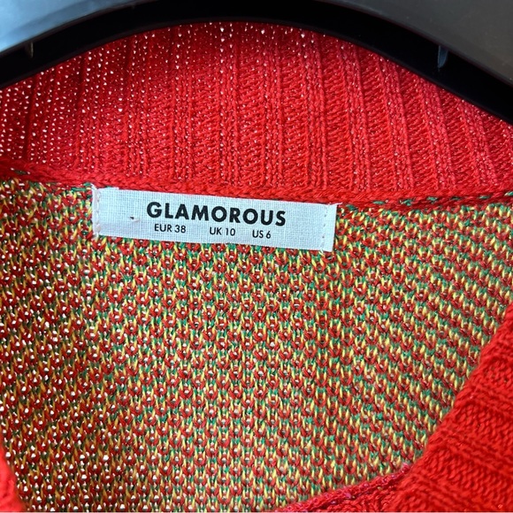 Red Glitter Sweater With Flowers - Picture 7 of 7